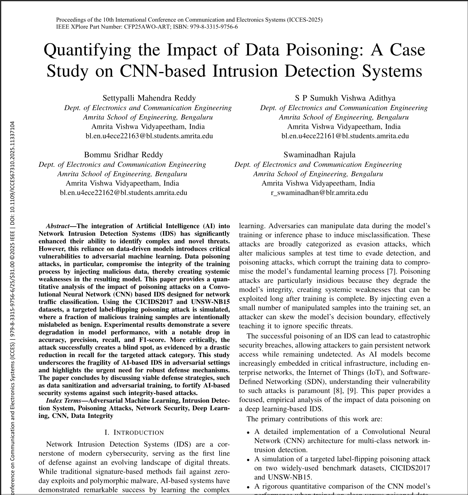 Data Poisoning on CNN-based IDS