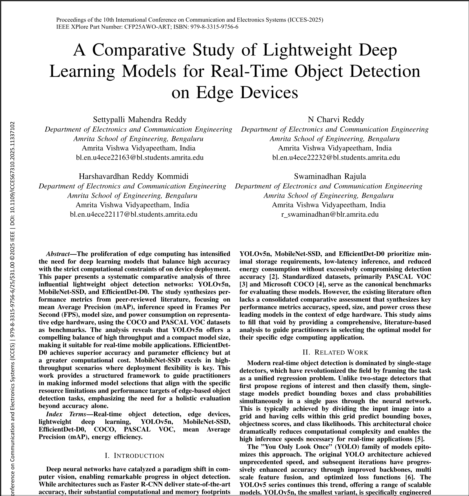 Lightweight Object Detection on Edge Devices