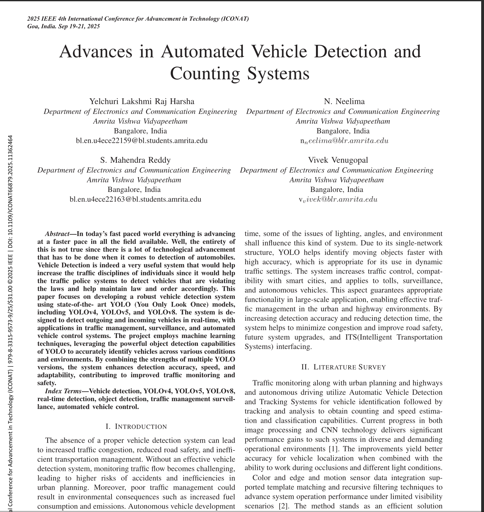 Automated Vehicle Detection and Counting